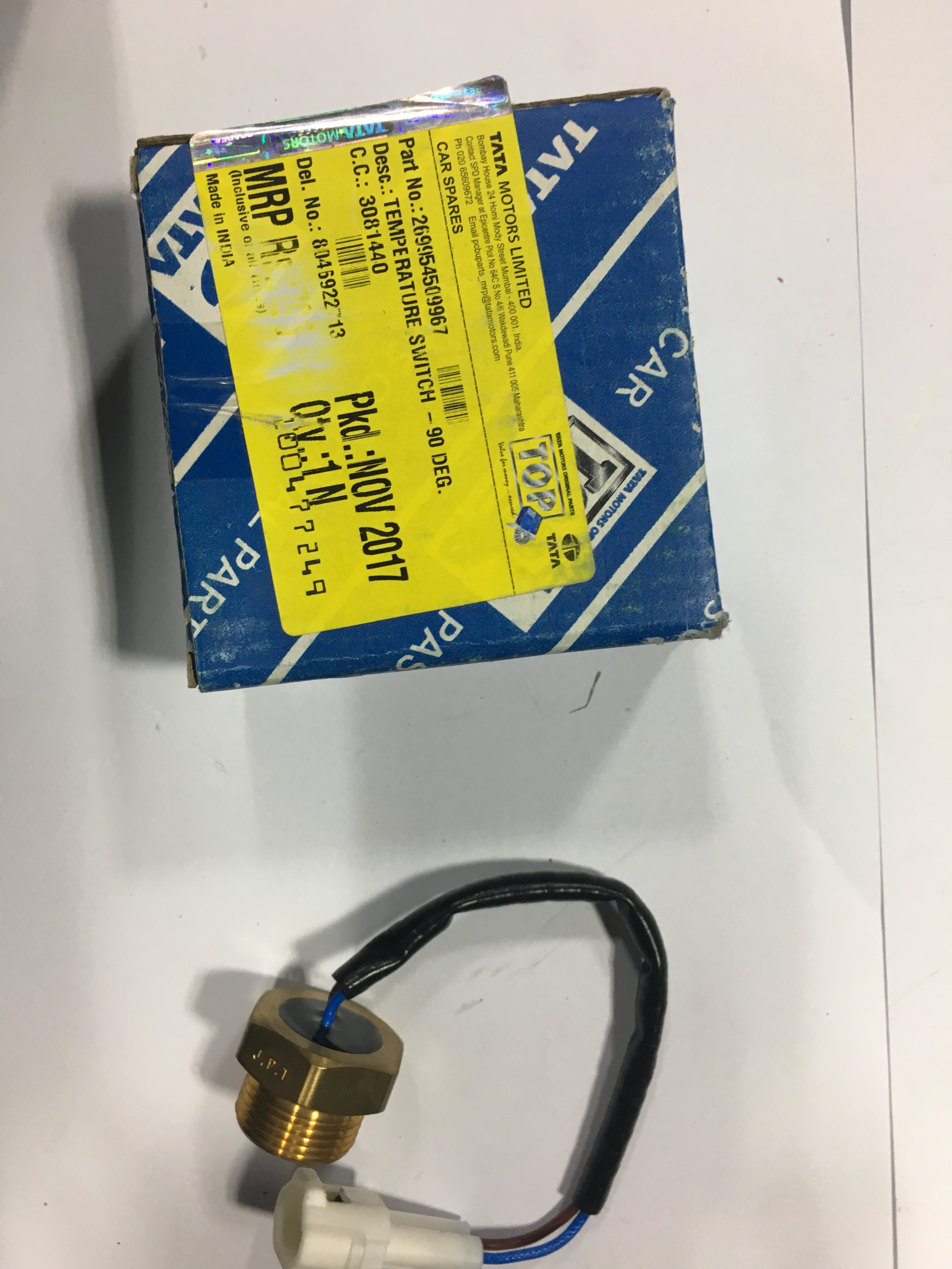 TEMPERATURE SWTICH 90 DEG - Part No: 269954509967 - TATA TELCOLINE TEMPERATURE SWTICH 90 DEG 269954509967 STOCKID 756 - Photo