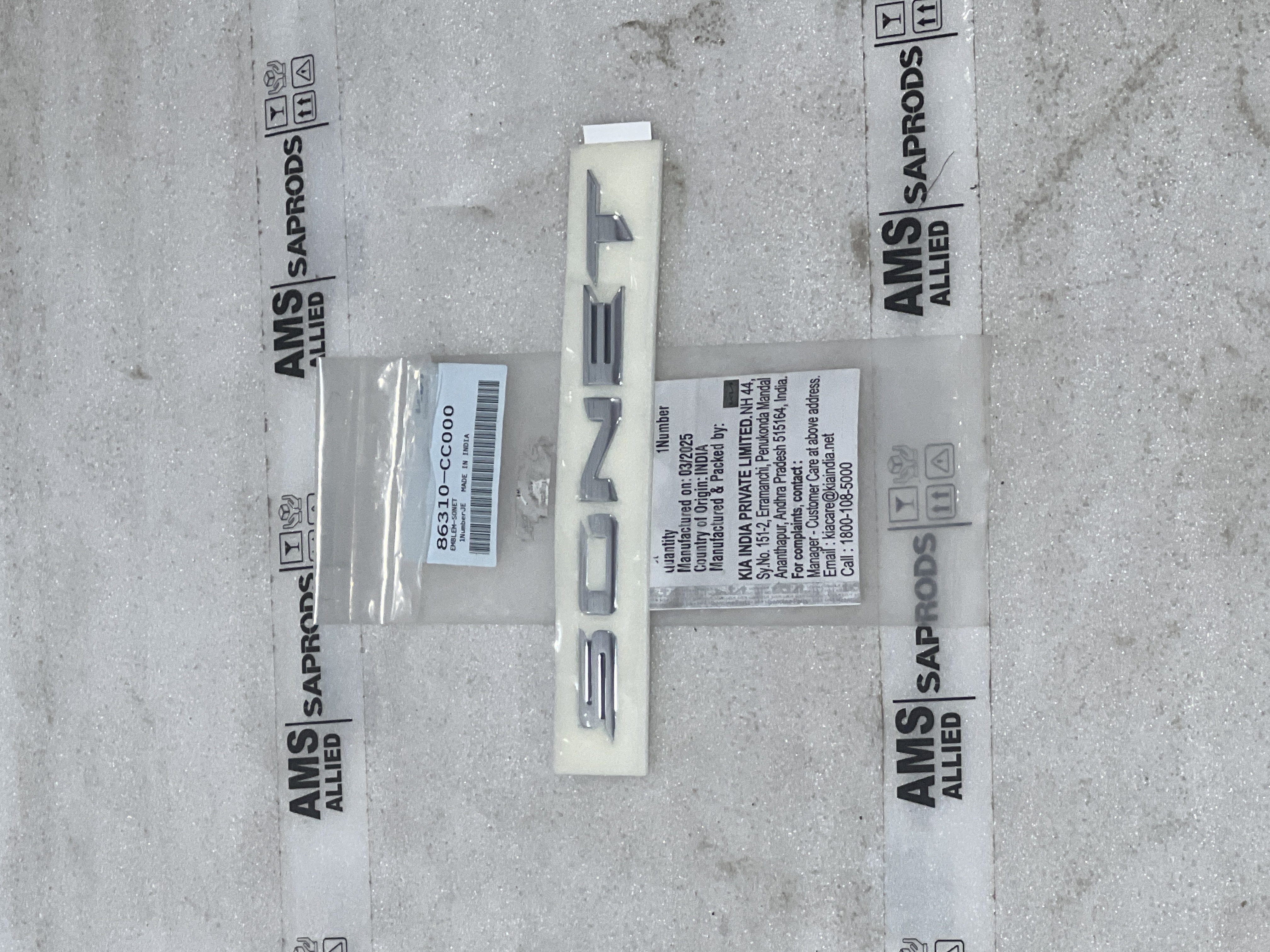 KIA SONET EMBLEM SONET 86310CC000 STOCKID 3221