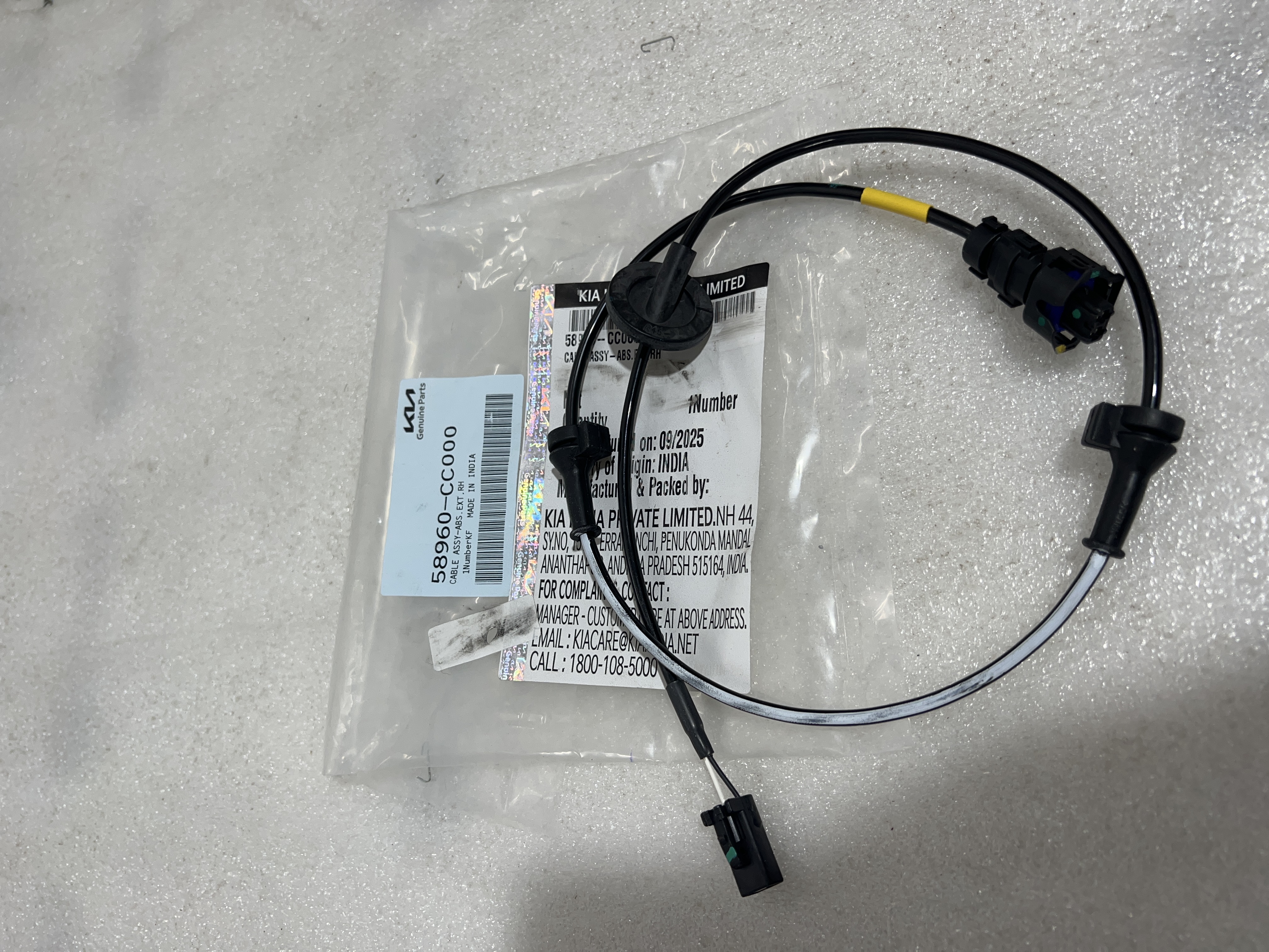 KIA SONET CABLE ASSY ABS.EXT,RH 58960CC000 STOCKID 3250